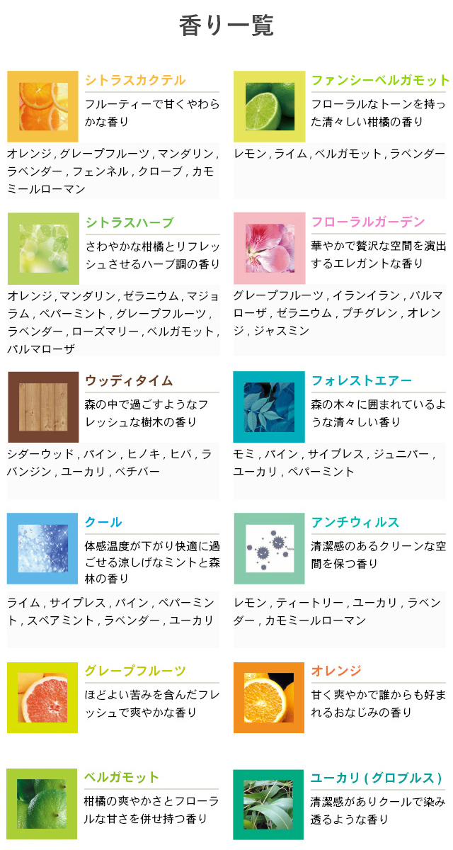 香りは全18種